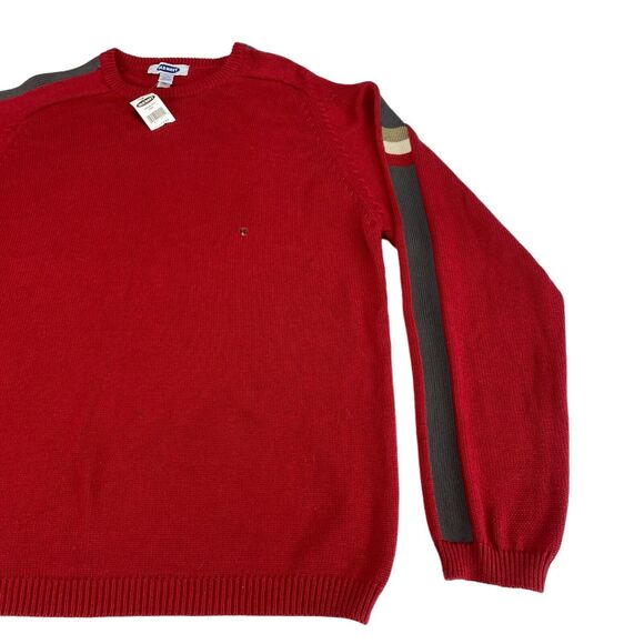 Old Navy Sweater Mens XL Red Knit 100% Cotton Long Sleeve Crew Neck Pullover - Picture 7 of 10